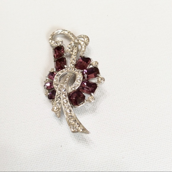 Vintage Abstract  Brooch Spray Ribbon Purple - Picture 5 of 5